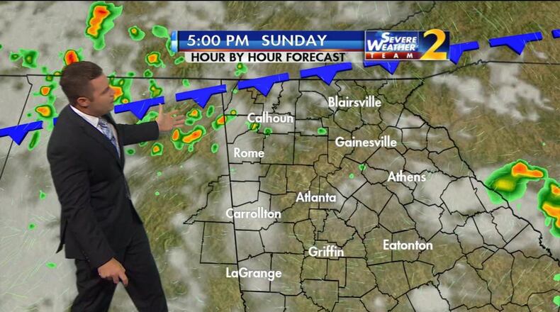Rain chances increase Sunday afternoon and evening (Credit: Channel 2 Action News)