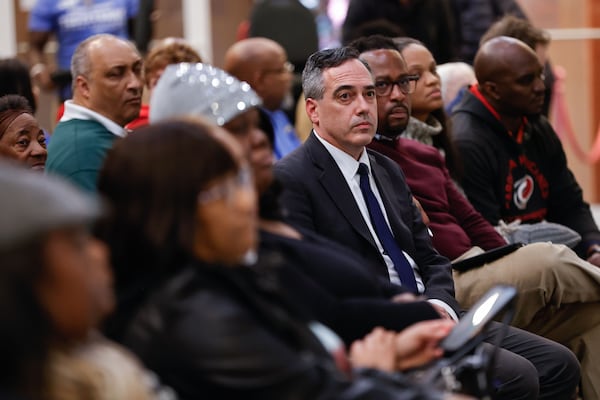 Public Service Commissioner-elect Peter Hubbard attends a town hall about data centers at the Porter Sanford III Performing Arts & Community Center in south DeKalb County on Wednesday, Dec. 10, 2025. (Natrice Miller/AJC)