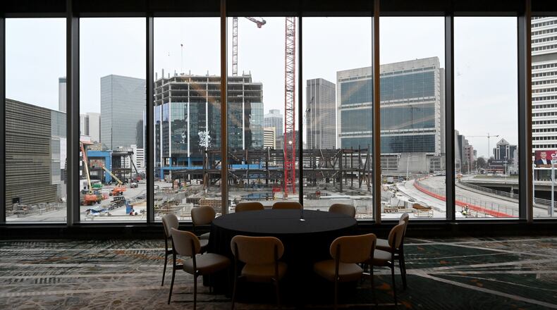 View from the ballroom at Hotel Phoenix during an exclusive tour, Thursday, December 4, 2025, in Atlanta. (Hyosub Shin / AJC)