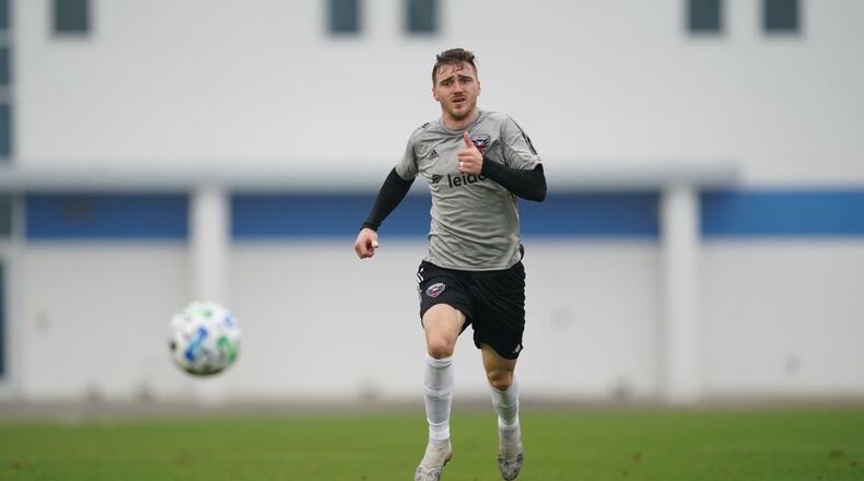 Julian Gressel sprints during a D.C. United friendly on Saturday in Bradenton, Fla.