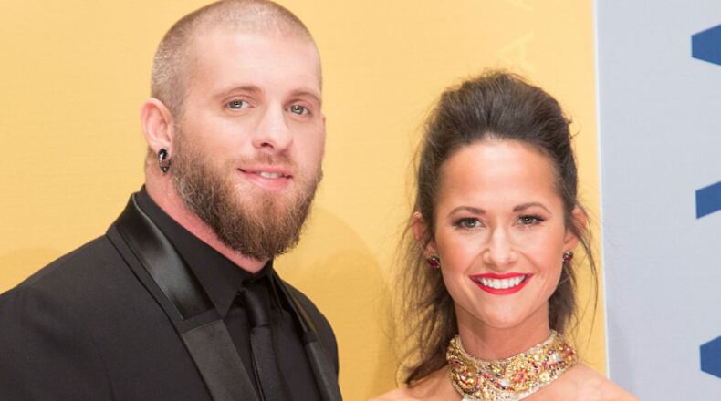 NASHVILLE, TN - NOVEMBER 02:  Singer Brantley Gilbert and Amber Cochran attend the 50th annual CMA Awards at the Bridgestone Arena on November 2, 2016 in Nashville, Tennessee.  (Photo by Taylor Hill/Getty Images)
