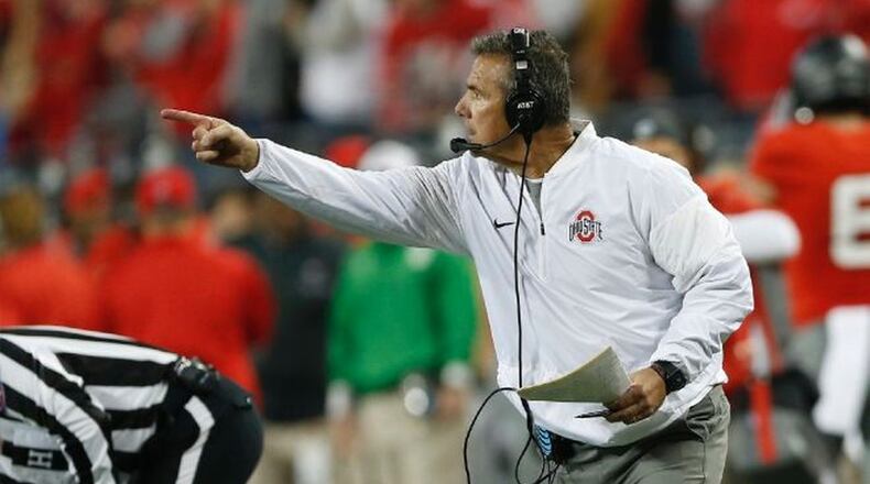 Coach Urban Meyer during Ohio State’s 62-3 victory over Nebraska on Nov. 5. (Jonathan Quilter/The Columbus Dispatch)