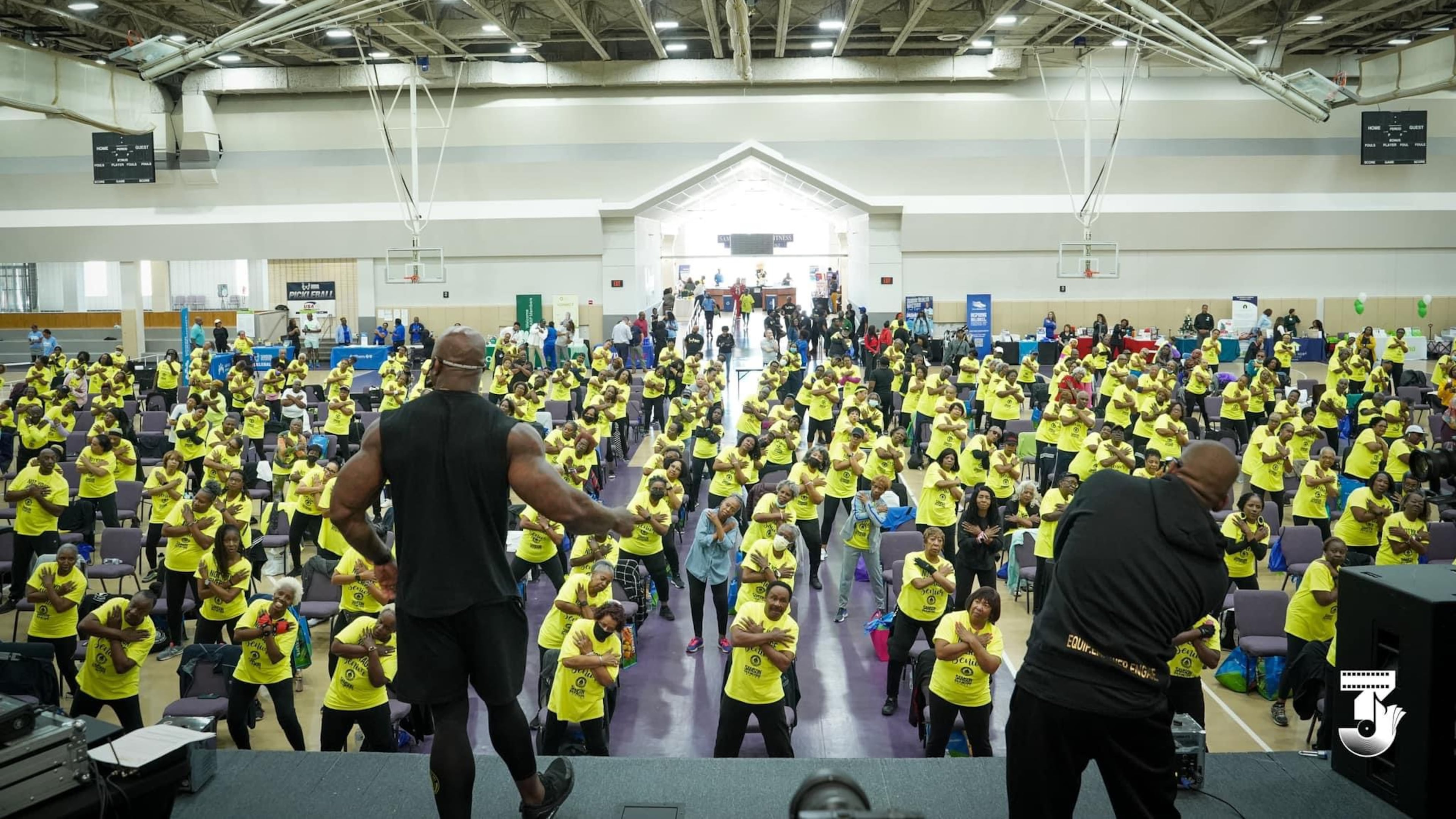DaShaun Johnson leads a senior body sculpting class. The Georgia-based fitness professional has grown a following of senior participants through targeted use of social media. (Contributed/DaShaun Johnson)