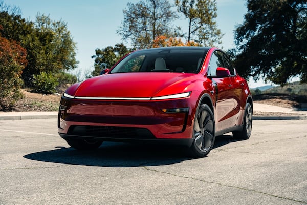 This photo provided by Edmunds shows the 2026 Model Y electric SUV, which was recently updated with new styling and a nicer interior. It also provides loads of cargo space and a long list of standard features. (Courtesy of Edmunds via AP)
