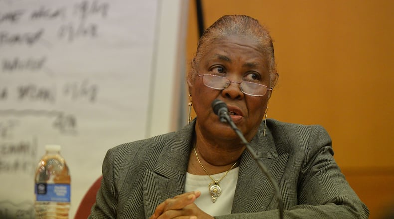 Former Gideons Elementary instructional coordinator Sheridan Rogers testifies about cheating Thursday morning. KENT D. JOHNSON / KDJOHNSON@AJC.COM