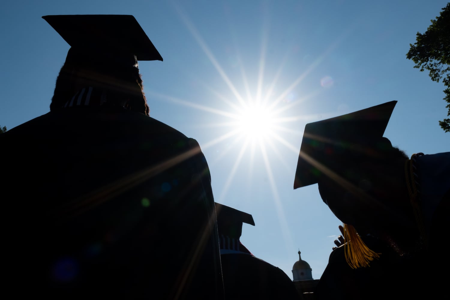 The sun beams down on graduates during the Morehouse College graduation Sunday, May 17, 2026. (Ben Gray for the AJC)