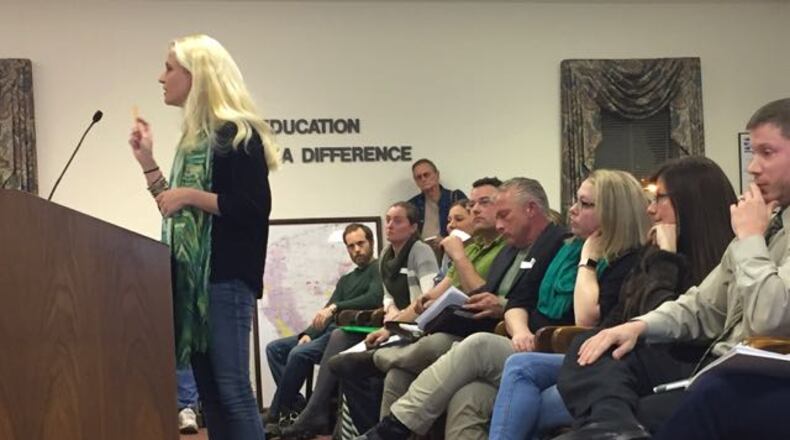 Christy Daniels of Peachtree City was among the parents who voiced objections about school redistricting to the Fayette County Board of Education on Monday. Photo by Jill Howard Church for the AJC