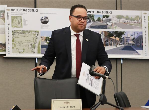 Fort Mac LRA Chairman Cassius Butts at a board meeting Thursday, July 11, 2019, in Atlanta. Curtis Compton/ccompton@ajc.com