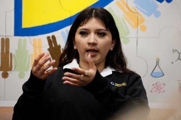 Sarahi Villalobos-Avalos, a senior at Cristo Rey Atlanta Jesuit School, said said she remembers Pope Francis as a person who fought for other people’s rights, even if he disagreed with them. (Miguel Martinez/ AJC)