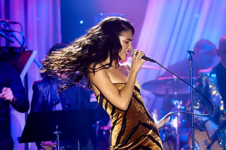 Olivia Dean — pictured during the Grammy Awards Pre-Grammy Gala in January — performed at the 1,000-seat Variety Playhouse in Atlanta about this time last year. She performed at the 16,000-plus-seat State Farm Arena on Saturday, Aug. 22, 2026. (Emma McIntyre/Getty Images for the Recording Academy)