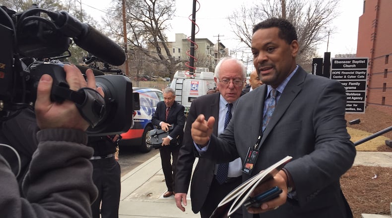 Sen. Bernie Sanders arrives at Ebenezer Baptist Church for Martin Luther King Day celebration. (Photo: Leon Stafford)