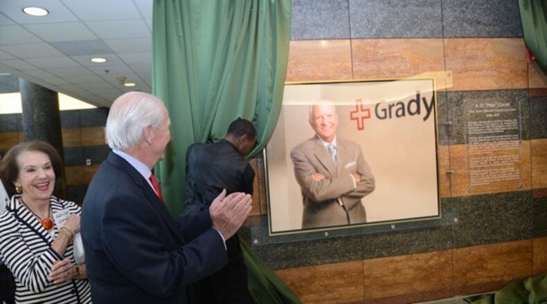 Pete Correll and his wife, Ada Lee attended the dedication on May 8 of the Correll Atrium at Grady Hospital. A portrait of Correll will be on permanent display at the hospital. CONTRIBUTED