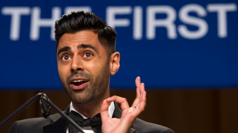 The Daily Show correspondent Hasan Minhaj entertains the guests at the White House Correspondents' Dinner in Washington, Saturday, April 29, 2017. (AP Photo/Cliff Owen)
