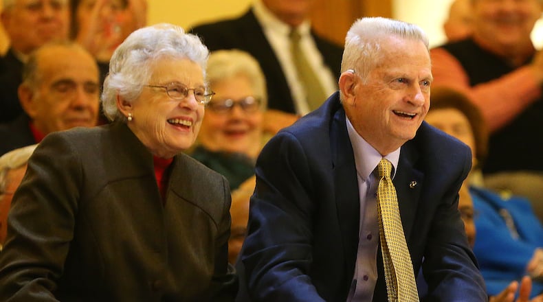 011215 ATLANTA: Former Govenor Zell Miller and First Lady Shirley are introduced in the balcony during the inauguration of Governor Nathan Deal to a second-term of office on the first day of the legislative session on Monday, Jan. 12, 2015, in Atlanta. Curtis Compton / ccompton@ajc.com