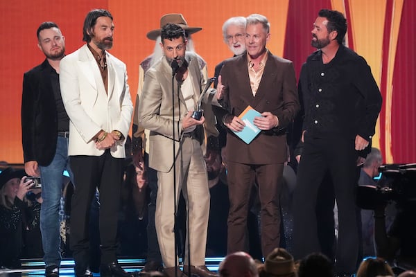 Old Dominion accept the award for group of the year during the 60th annual Academy of Country Music Awards on Thursday, May 8, 2025, in Frisco, Texas. (AP Photo/Chris Pizzello)