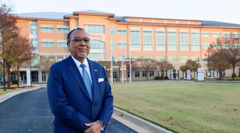Carlyle Walton, CEO of the Phoebe Sumter Medical Center, poses for a photograph in front of the hospital in Americus, Ga, on Monday, Nov. 27, 2023. “It has been an honor that we have the opportunity to take care of the Carter family’s health, especially after Mrs. Rosalynn Carter’s passing,” Walton said.
Miguel Martinez /miguel.martinezjimenez@ajc.com