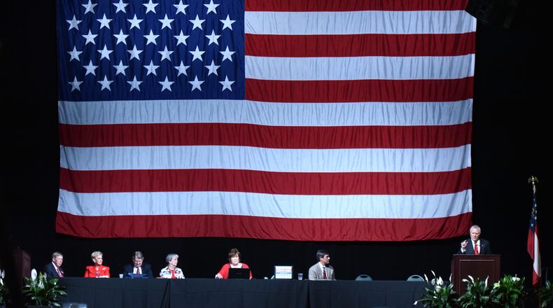 Gov. Nathan Deal speaks at last year’s Georgia GOP convention in Athens. Hyosub Shin, hshin@ajc.com