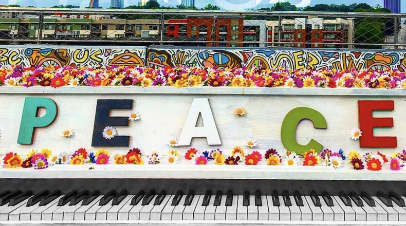 Beautifully painted pianos like this one will be in the streets and parks of metro Atlanta through Sept. 22 during the 2019 Pianos for Peace Festival.