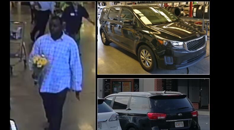 Gwinnett County police are searching for a suspect in a car theft.