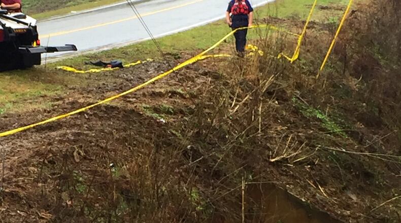 Despite this wreck, the 87-year-old driver went on to her job at a restaurant after being rescued near Holly Springs on Thursday, Dec. 24, 2015. (Cherokee County Fire Department)