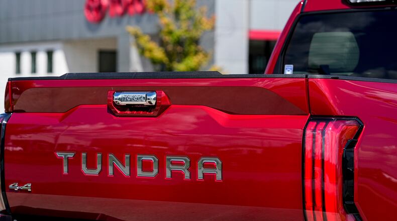 FILE - A view of a 2024 Toyota Tundra 4x4 truck, Thursday, Aug. 17, 2023, in Kennesaw, Ga. (AP Photo/Mike Stewart, File)