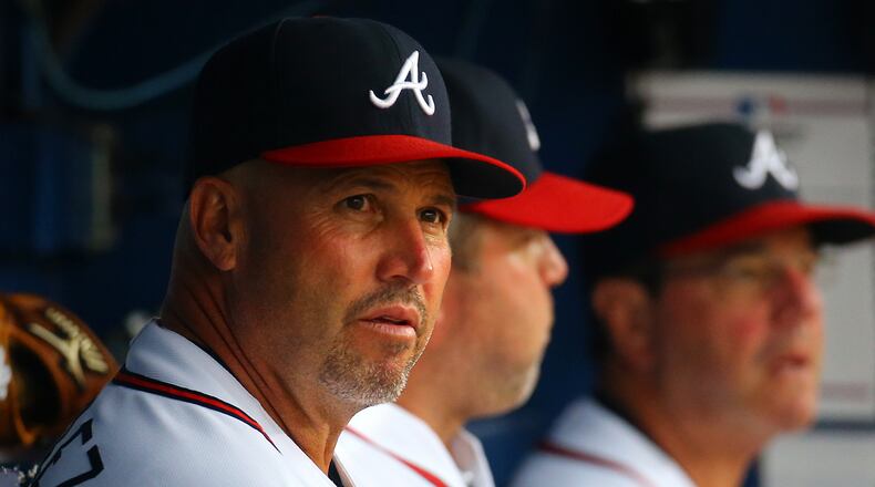 Braves manager Fredi Gonzalez is looking for a win against the Nationals during their baseball game on Monday, Sept. 15, 2014, in Atlanta.