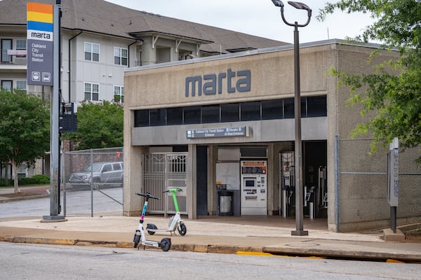 A woman was stabbed on a train as it approached the Oakland City MARTA station on Saturday. (Ben Hendren for the AJC)