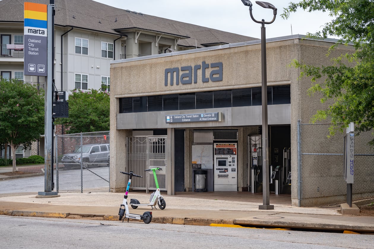 A woman was stabbed on a train as it approached the Oakland City MARTA station Saturday. (Ben Hendren for the AJC)