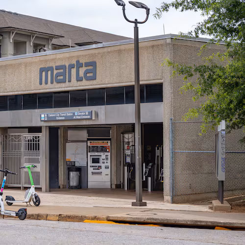 A woman was stabbed on a train as it approached the Oakland City MARTA station Saturday. (Ben Hendren for the AJC)