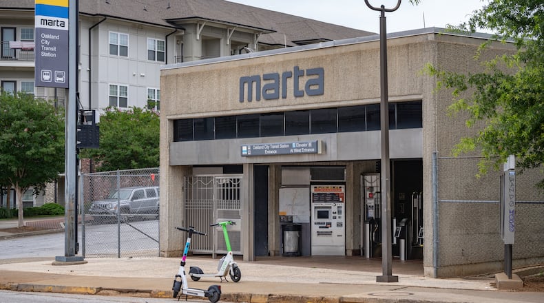 A woman was stabbed on a train as it approached the Oakland City MARTA station Saturday. (Ben Hendren for the AJC)