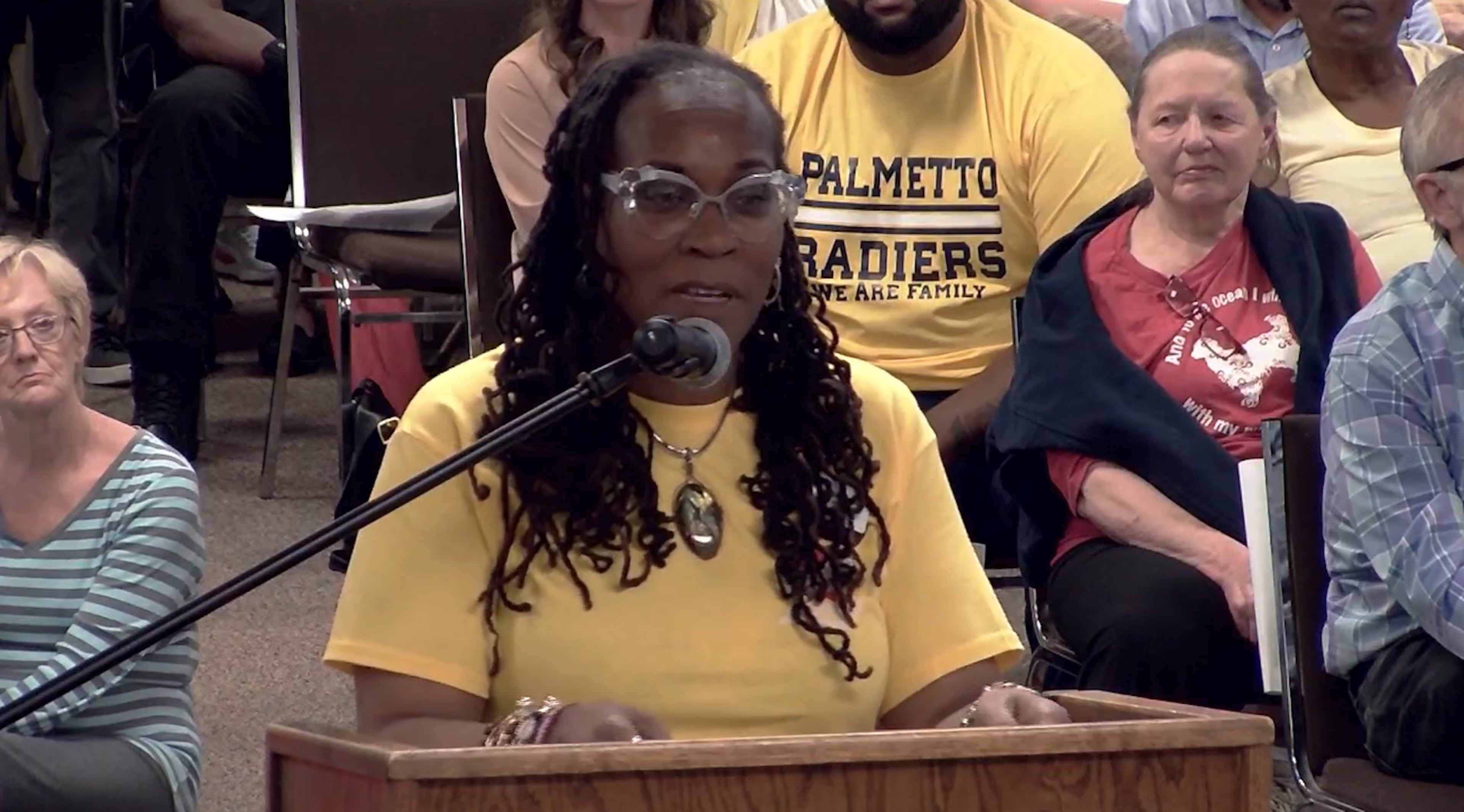 Palmetto Mayor Teresa Thomas-Smith told Coweta County commissioners that one nearby data center proposal "would fundamentally alter the character of our community." She added, "We have no desire to see a massive industrial facility less than one mile from our historic downtown." (Zachary Hansen/zachary.hansen@ajc.com)