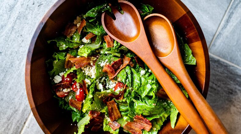 Cherry tomatoes (shown) or cubes of beefsteak tomatoes can be the T in this BLT Salad. CONTRIBUTED BY HENRI HOLLIS