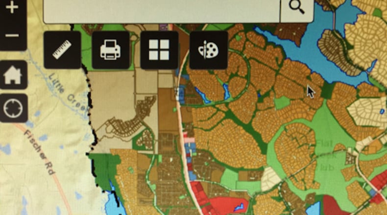 An interactive, color-coded online map allows users to look up zoning details for Peachtree City properties. Courtesy Peachtree City