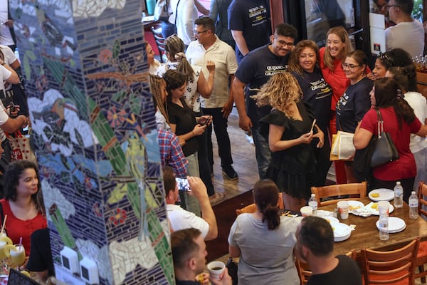 Rep. Mikie Sherrill, D-N.J., poses for photos after a "Get Out the Vote" rally, Saturday, June 7, 2025, in Elizabeth, N.J. (AP Photo/Heather Khalifa)