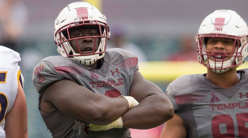 Temple defensive tackle Michael Dogbe - 6-foot-3 and 286 pounds - is a projected as a fifth-round pick.