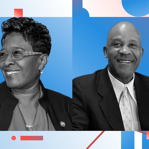 Former state lawmaker and Atlanta City Council member Keisha Sean Waites (left) is in a runoff against insurance agent DeAndre Mathis (Photo Illustration: AJC | Source: File)