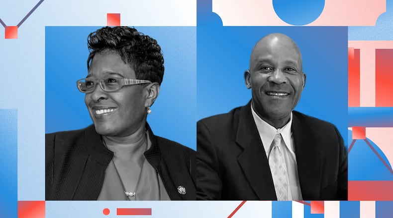 Former state lawmaker and Atlanta City Council member Keisha Sean Waites (left) is in a runoff against insurance agent DeAndre Mathis (Photo Illustration: AJC | Source: File)