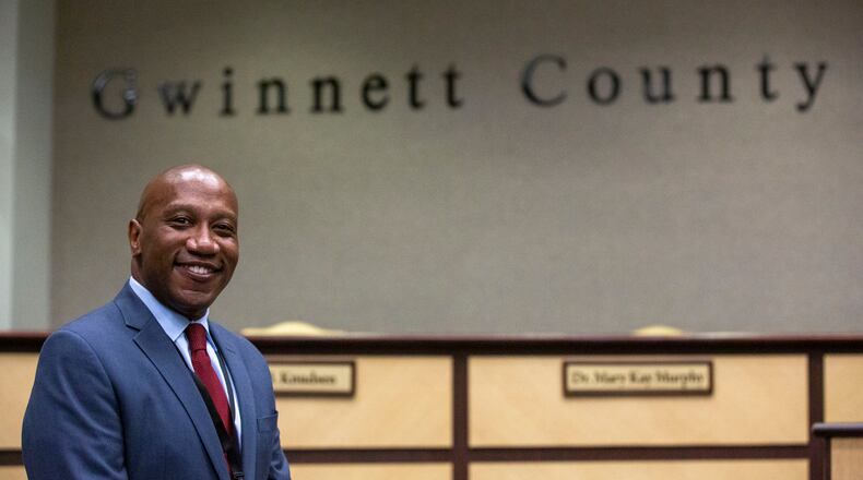 Calvin Watts was confirmed as the new superintendent for Gwinnett County Public Schools by the board of education at July 30, 2021 at the J. Alvin Wilbanks Instructional Support Center in Suwanee, Georgia. (Rebecca Wright for the Atlanta Journal-Constitution)