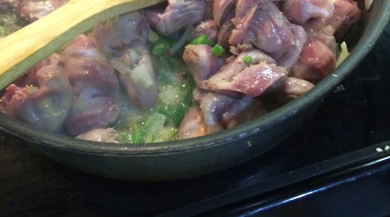 AJC dining editor Ligaya Figueras recently made a basic dish of gizzards and hearts for her husband, one of his childhood comfort foods.