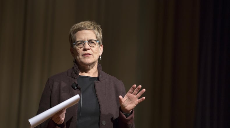 Cathy Woolard speaks before the start of a mayoral forum on November 28, 2017, at the Carter Center in Atlanta. ALYSSA POINTER/ALYSSA.POINTER@AJC.COM