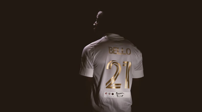 George Bello’s jersey includes the name of Breonna Taylor.
