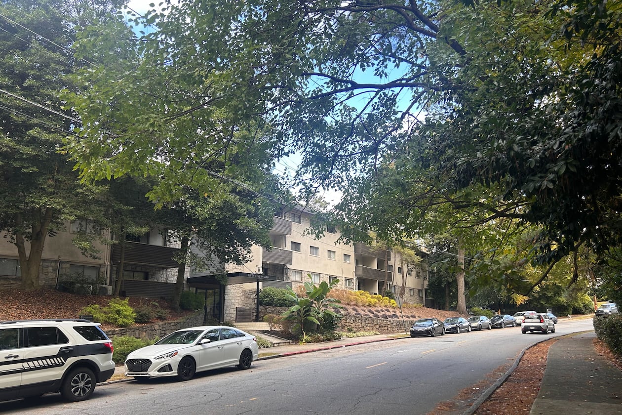 The domestic disturbance and shooting happened around 12:30 a.m. Thursday at 55 Pharr Road in Buckhead, police said. (Caroline Silva/AJC)