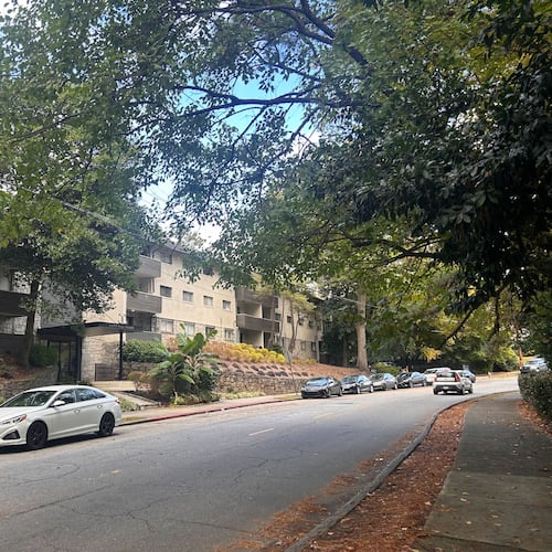 The domestic disturbance and shooting happened around 12:30 a.m. Thursday at 55 Pharr Road in Buckhead, police said. (Caroline Silva / AJC)