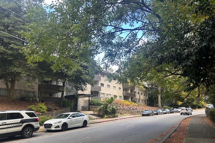 The domestic disturbance and shooting happened around 12:30 a.m. Thursday at 55 Pharr Road in Buckhead, police said. (Caroline Silva/AJC)