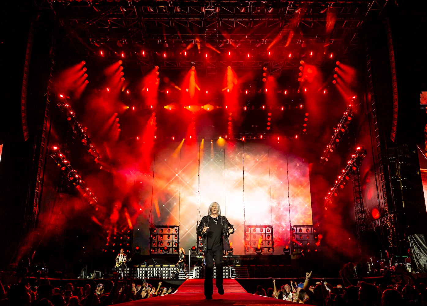Def Leppard rocks the crowd with all the hits spanning their 48 year career at Truist Park in Atlanta on Saturday, July 13, 2024. (RYAN FLEISHER FOR THE ATLANTA JOURNAL-CONSTITUTION)