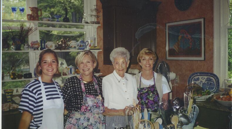 Rebecca Lang (from left), Nathalie Dupree, Lang’s grandmother Claudia Thomas and Lang’s mother Mandy Dopson. Dupree cooked with Lang and her family in 1999 in her home in Social Circle after learning that Thomas was a fan of her work. CONTRIBUTED BY REBECCA LANG