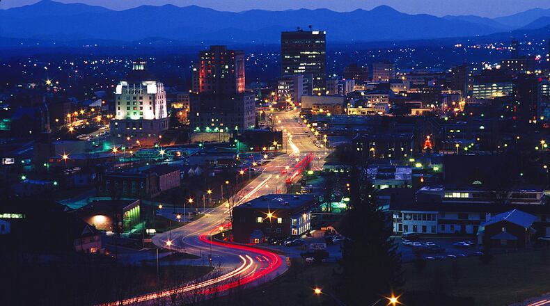 Asheville's skyline and city center. Credit: Bill Russ/VisitNC