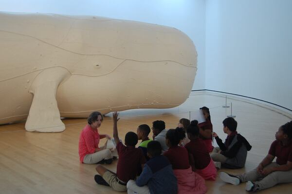 A group of Savannah students practices VTS learning at the Jepson Center.