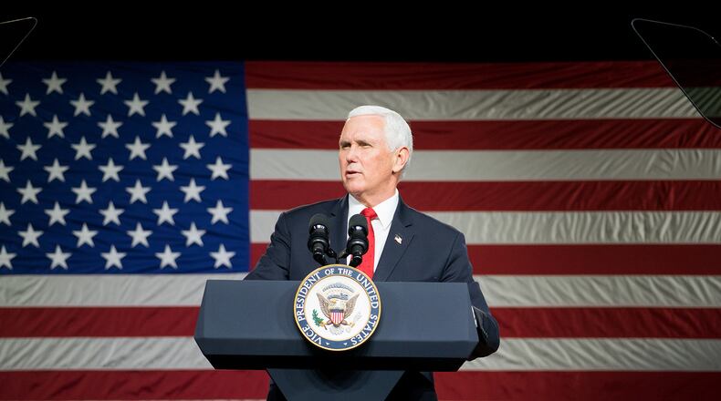 Former Vice President Mike Pence will participate in fundraisers for Republican candidates in Atlanta and Thomasville on Oct 13. (Megan Varner/Getty Images/TNS)
