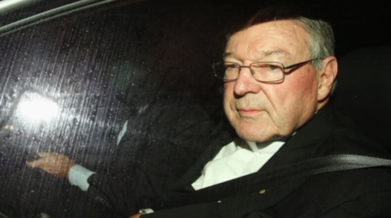 Cardinal George Pell  is pictured here in Sydney, arriving for an appearance before the Royal Commission into Institutional Responses to Child Sexual Abuse in 2014. Pell was answering questions about whether he was involved in compensation discussions related to a different sexual abuse case involving a victim who was abused by another priest.